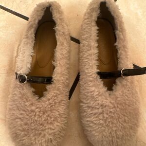 REIKE NEN Sobok Faux Fur Mary Jane Ballerina Flats 37 usa 7